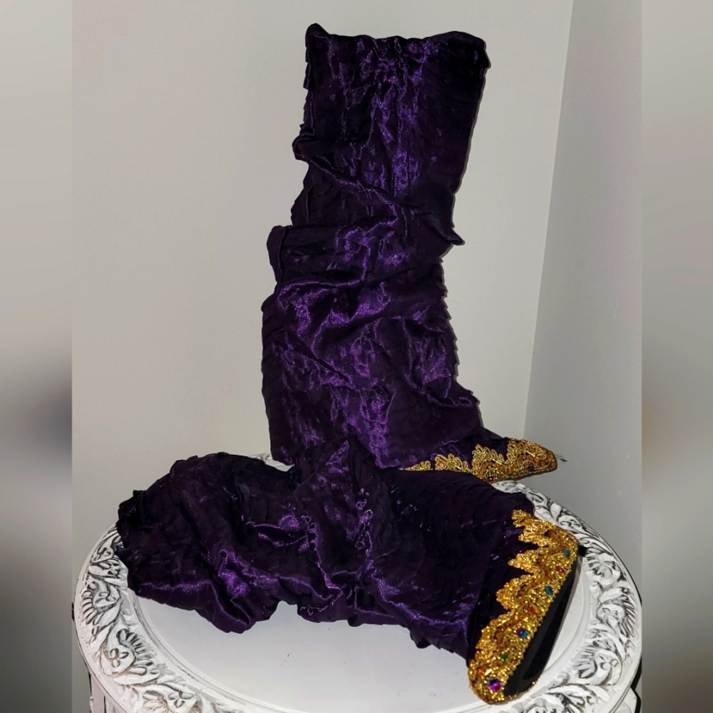 Custom Order Royal Purple & Gold Ruched Boots